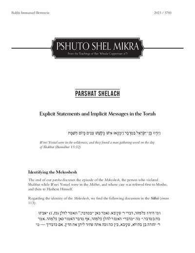 Meshech Chochma — Parshas Shlach