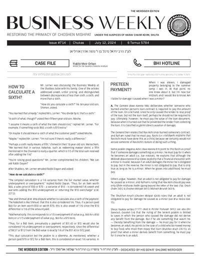 Business Weekly — Parshas Chukas