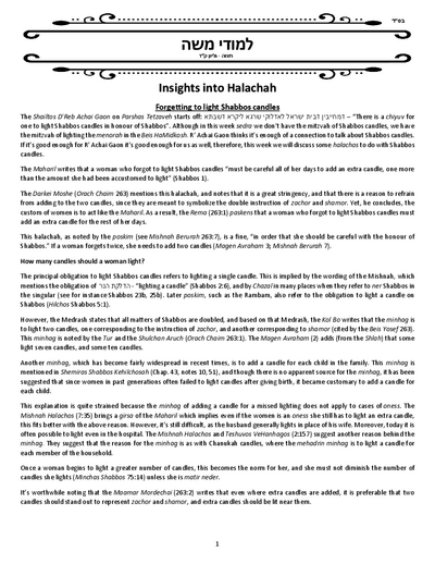 Limuday Moshe — Parshas Tetzaveh