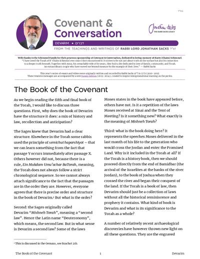 Covenant & Conversation — Parshas Devorim