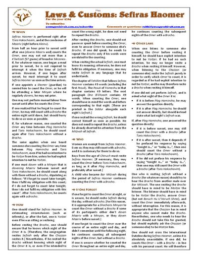 Laws and Customs — Parshas Acharei Mos