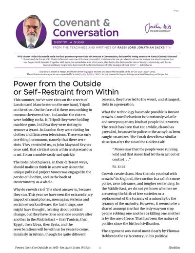 Covenant & Conversation — Parshas Shoftim