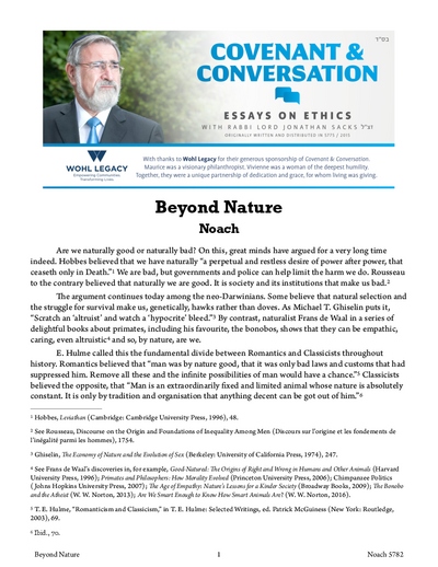 Covenant & Conversation — Parshas Noach