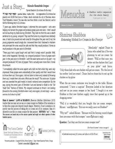 Menucha Magazine — Parshas Behar