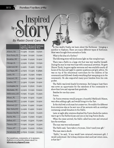 Inspired by a Story — Parshas Vayikra
