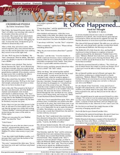 The Jewish Weekly — Parshas Vayak'hel