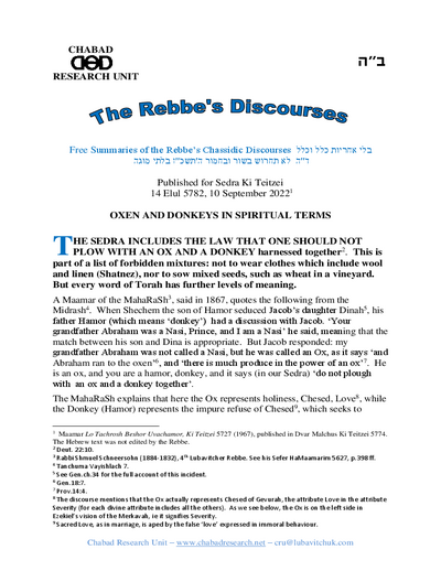 Chabad Research Unit — Parshas Ki Teitzei