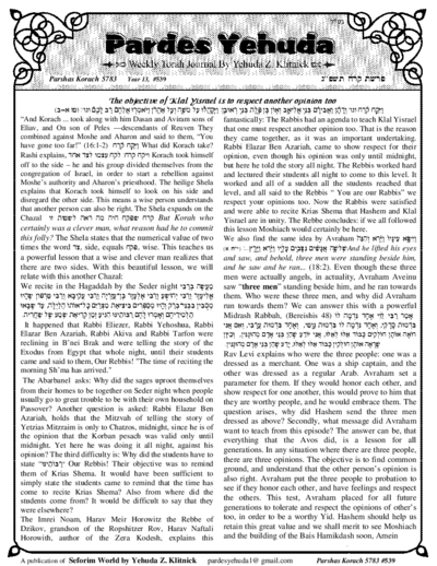 Pardes Yehuda — Parshas Korach