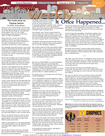The Jewish Weekly — Parshas Beshalach