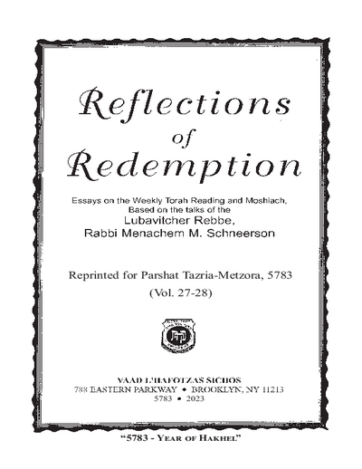 Reflections of Redemption — Parshas Tazria-Metzora