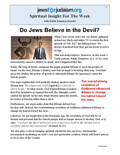 Jews for Judaism — Parshas Balak