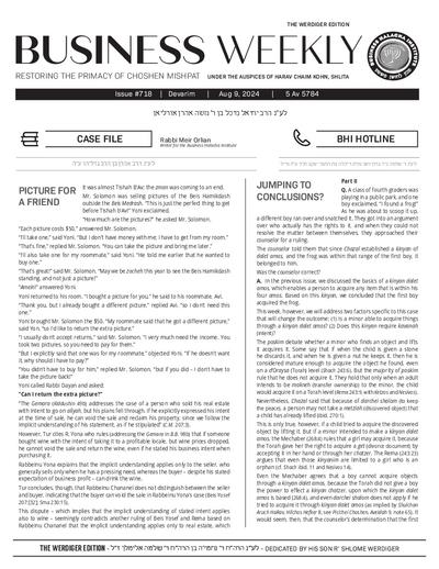 Business Weekly — Parshas Devorim