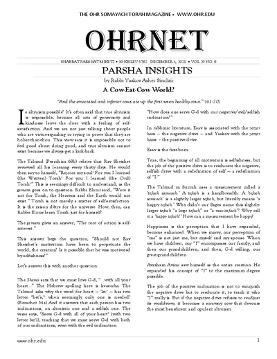 OHRNET — Parshas Mikeitz