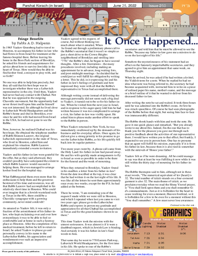 The Jewish Weekly — Parshas Korach