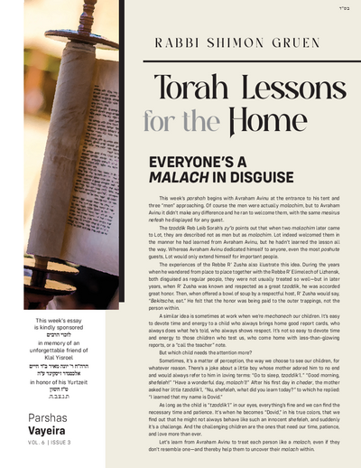 Torah Lessons for the Home — Parshas Vayeira