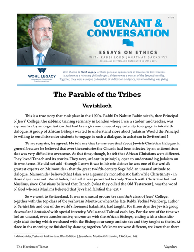 Covenant & Conversation — Parshas Vayeishev