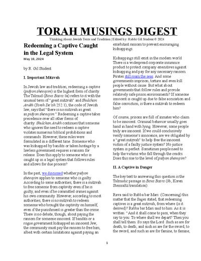 Torah Musings — Parshas Kedoshim