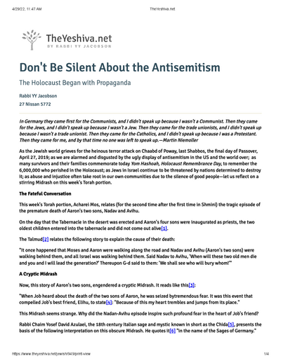 The Yeshiva.net — Parshas Acharei Mos