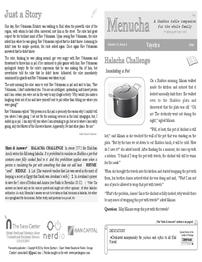 Menucha Magazine — Parshas Vayeira