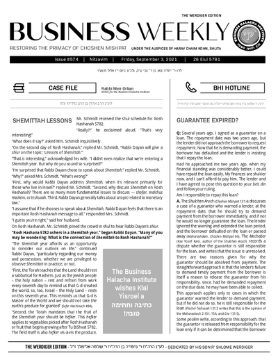 Business Weekly — Parshas Nitzavim