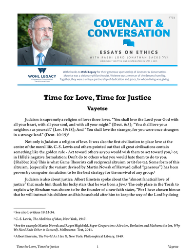 Covenant & Conversation — Parshas Vayeitzei