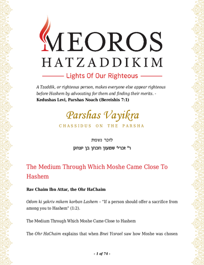 Me'oros Hatzaddikim — Parshas Vayikra