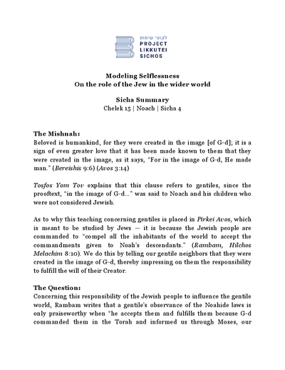 Project Likkutei Sichos — Parshas Noach
