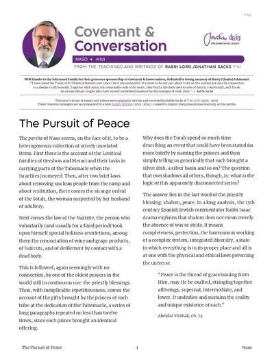 Covenant & Conversation — Parshas Naso