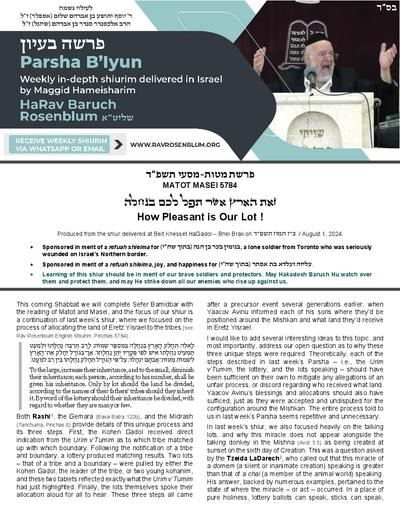 Torah Papers — Parshas Matos-Massei