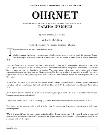 OHRNET — Parshas Vayechi