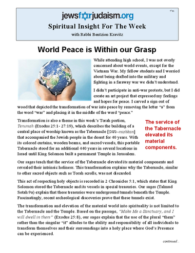 Jews for Judaism — Parshas Terumah