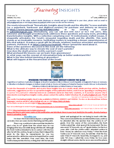 Fascinating Insights — Parshas Beshalach