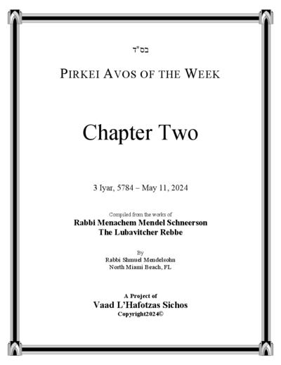 Pirkei Avos of the Week — Parshas Kedoshim