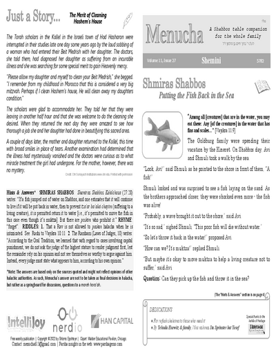 Menucha Magazine — Parshas Shemini