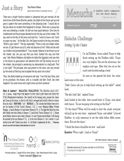 Menucha Magazine — Parshas Shemos