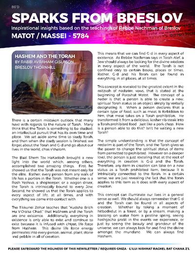 Sparks from Breslov — Parshas Matos-Massei