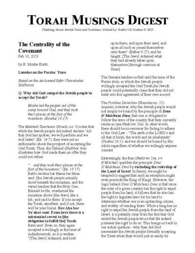 Torah Musings — Parshas Yisro