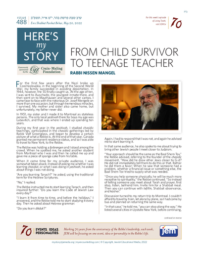Here's my story — Parshas Behar