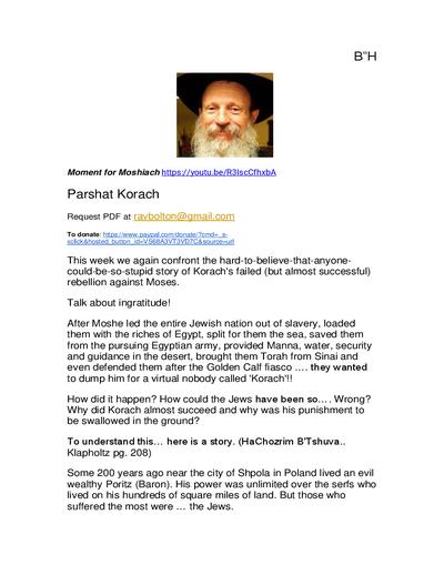 Ohr Tmimim — Parshas Korach
