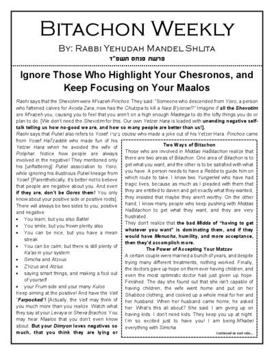 Bitachon Weekly — Parshas Pinchas