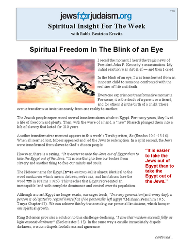 Jews for Judaism — Parshas Bo