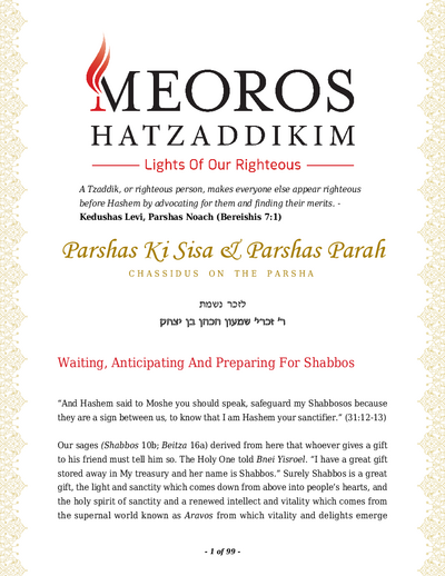 Me'oros Hatzaddikim — Parshas Ki Sisa