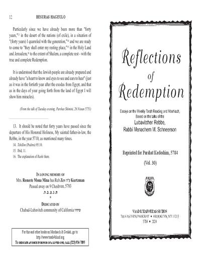 Reflections of Redemption — Parshas Kedoshim