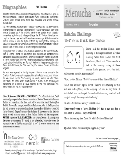 Menucha Magazine — Parshas Devorim