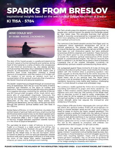 Sparks from Breslov — Parshas Ki Sisa