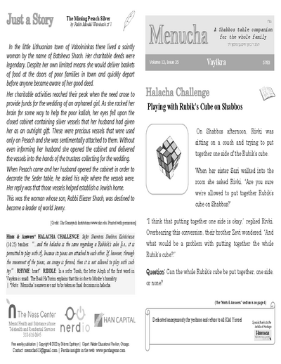 Menucha Magazine — Parshas Vayikra