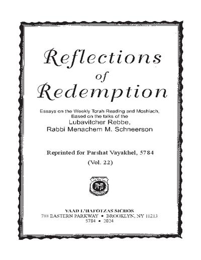 Reflections of Redemption — Parshas Vayak'hel