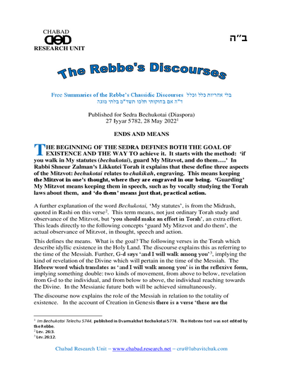 Chabad Research Unit — Parshas Bechukosai