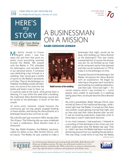 Here's my story — Parshas Vayeishev
