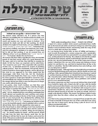 טיב הקהילה English — Parshas Mikeitz